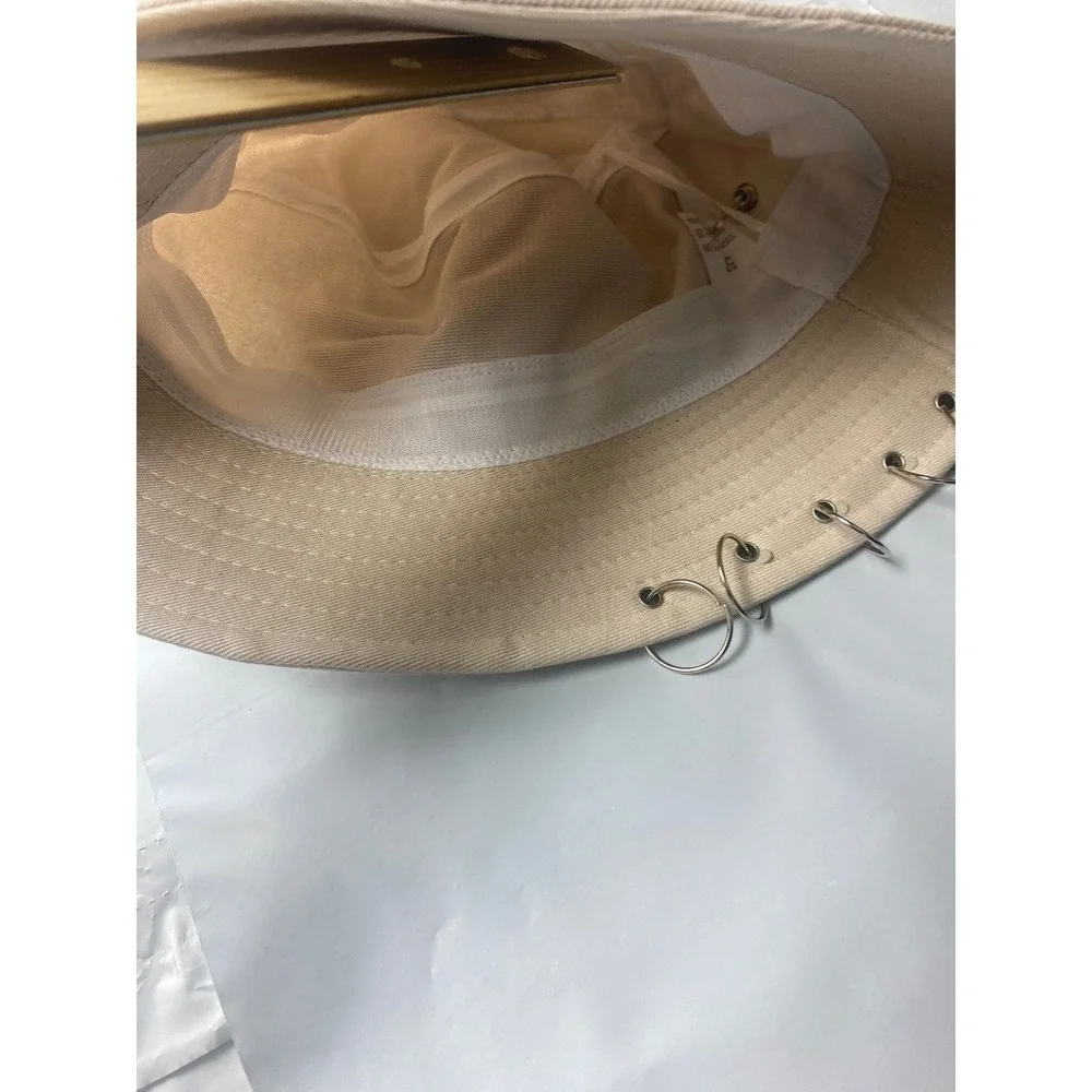 Beige Bucket Hat with Grommets‎ and D-Rings